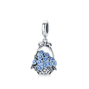 Forget Me Not Charm , Silver 925 Charm For Bracelet, Fit For Pandora Bracelet