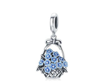 Forget Me Not Charm , Silver 925 Charm For Bracelet, Fit For Pandora Bracelet