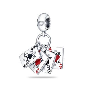 Charm con carta da gioco, charm in argento 925 per bracciale, adatto per bracciale Pandora