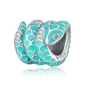 Blue Snake Charm , Silver 925 Charm For Bracelet, Fit For Pandora Bracelet