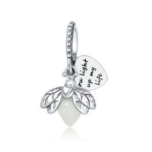 Glow-in-the-Dark Firefly Baumeln Charme, Sie leuchten mein Leben Charme, Silber 925 Charme für Armband, Fit für Pandora Armband