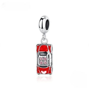 Red Car Charm , Silver 925 Charm For Bracelet, Fit For Pandora Bracelet