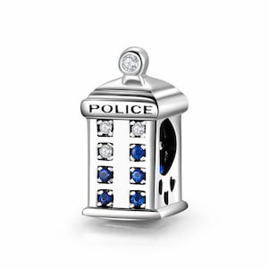 Police Box Charm , police booth Charm, Silver 925 Charm For Bracelet, Fit For Pandora Bracelet