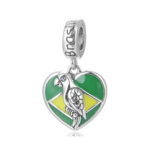 Brazil Parrot Dangle Charm ,  Silver 925 Charm For Bracelet, Fit For Pandora Bracelet