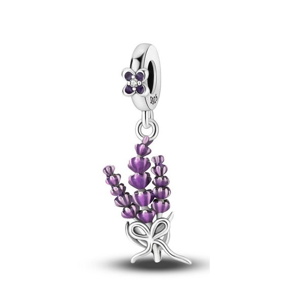 Lavender Charm , Silver 925 Charm For Bracelet, Fit For Pandora Bracelet
