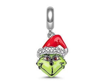 The Grinch Christmas Charm , Silver 925 Charm For Bracelet, Fit For Pandora Bracelet