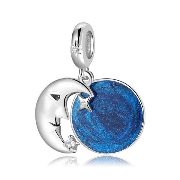 Moon Blue Sky Charm , Silver 925 Charm For Bracelet, Fit For Pandora Bracelet