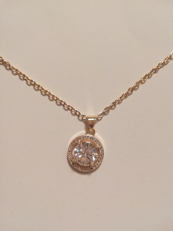 Gold Necklace Round Crystal Pendants Gifts For Her Gold Necklace Round Crystal Pendants, Round Crystal Pendant Necklace