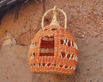 Handwoven Bird House Basket, Bird House, Bird Nest, Bolga Basket, African Woven Basket