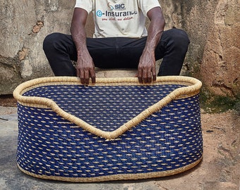 Handwoven Bolga Dog Bed Basket: Natural Woven Pet Bed