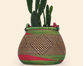 Lotus Bolga Basket, Flower Basket, Pot Basket, African Basket, Handmade Basket, Decor Basket
