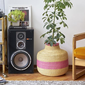 Handwoven African Bolga Basket: Magnolia Flower Pot, Storage Decor