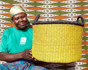 Woven Storage Basket, Floor Basket, Handmade Basket, Bolga Basket, African Woven Basket, Natural Basket