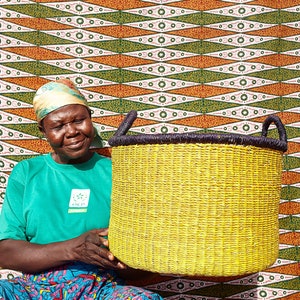 Woven Storage Basket, Floor Basket, Handmade Basket, Bolga Basket, African Woven Basket, Natural Basket