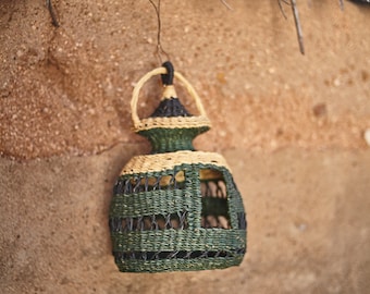 Handwoven Bird House Basket, Bird House, Bird Nest, Bolga Basket, African Woven Basket