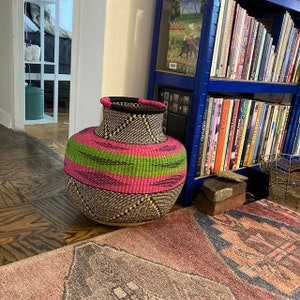 Indigo Bolga Basket, Flower Basket, Pot Basket, African Basket, Handmade Basket, Decor Basket, Handwoven Pot Basket,Storage Basket image 2