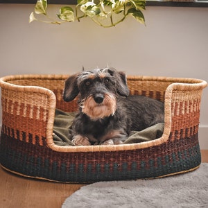Handwoven Bolga Dog Bed Basket: Natural Woven Pet Bed