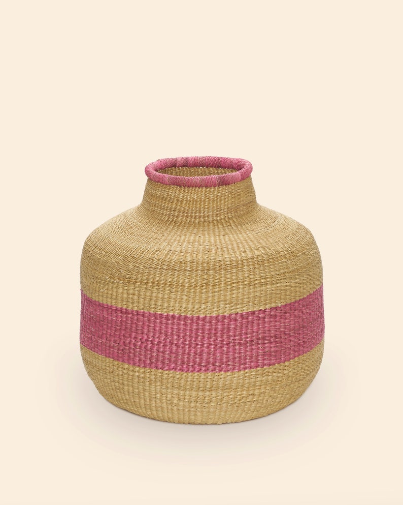 Magnolia Bolga Basket, Flower Basket, Pot Basket, African Basket, Handmade Basket, Decor Basket, Handwoven Pot Basket,Storage Basket image 3