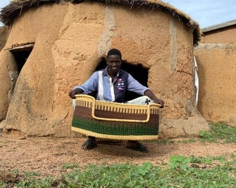 Handwoven Bolga Dog Bed Basket: Natural Pet Bed
