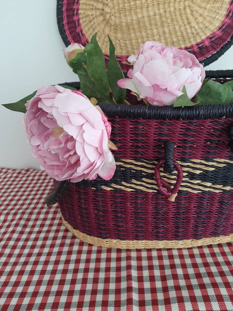 Handmade Colorful Picnic Basket Storage Basket Etsy