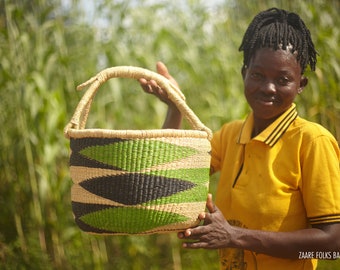 Large Bolga Market Basket, Storage Basket, Grocery Bag, Woven Market Basket, Fruit Basket, Toys Basket,Dog Toy Basket