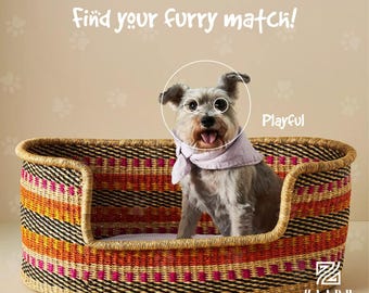Handwoven Bolga Dog Bed Basket: Natural Woven Pet Bed