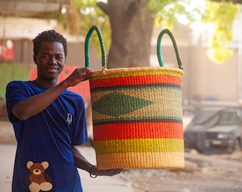 Handwoven Laundry Hamper: Large Woven Basket with Handles