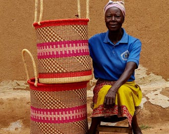Handwoven African Laundry Basket: Large Eco-Friendly Storage Hamper