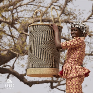 Handwoven Laundry Hamper: Large Woven Storage Basket with Handles