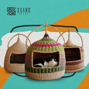 Cat Bed, Pet Bed, Cat Basket, Ped Furniture, Handmade Cat Bed,Bolga Basket, African Basket