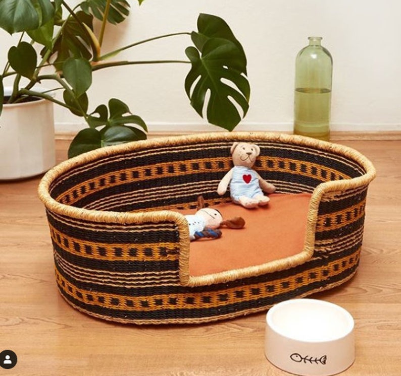 Handwoven Dog Basket Dog Bed Dog Furniture Custom Pet Bed Etsy