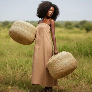 Cesta de almacenamiento tejida a mano: Cesta Bolga grande de Ghana imagen 6