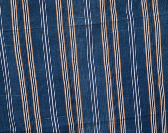 Authentic Hand Painted African Mudcloth Fabric | Striped Indigo Fabric | Bambara Fabric | Made in Mali