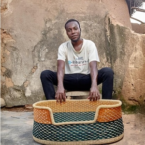 Handwoven Bolga Dog Bed Basket: Natural Woven Pet Bed