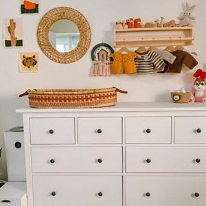 Woven Changing Basket with Pad, Changing Table Basket, Diaper Changing Basket, Woven Basket for Nappy Changing