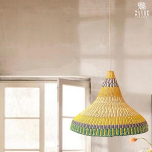 Handmade Woven Pendant Lampshade: Boho Wicker Ceiling Light