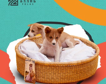 Handwoven Bolga Dog Bed Basket – Natural Pet Bed