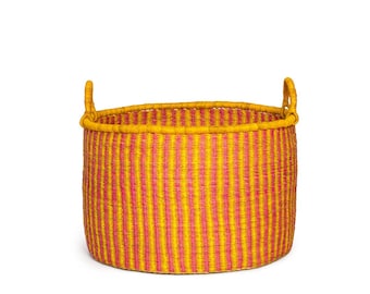 Large Woven Storage Basket: Handcrafted Elephant Grass Organizer