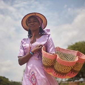 Wave Basket,Art Basket, Decor Basket, Bolga Basket, Flower Basket, African Basket, Handmade Basket, Woven Basket