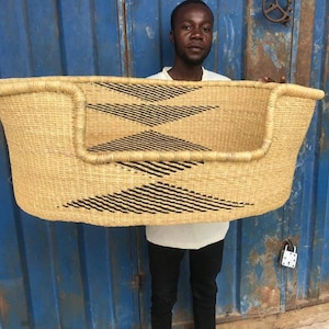 Handwoven Bolga Dog Bed Basket: Natural Woven Pet Bed