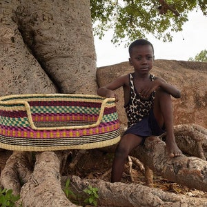 Handwoven Bolga Dog Bed Basket: Natural Woven Pet Bed