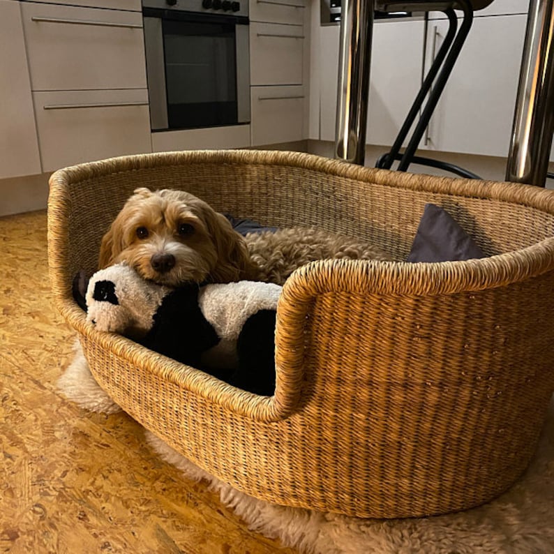 Woven Dog Bed Basket Small to XXL Dog Bed Large Bed for Large Dogs Elegance Decorative Bed for Your Dog Comfy Dog Bed //Natural Dog Bed image 3