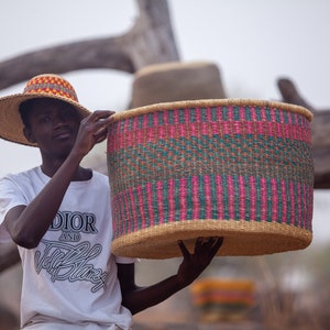 Panier de rangement tissé - Grand panier de sol pour le linge, les jouets, les serviettes et les vêtements - Panier décoratif et panier organisateur pour plantes