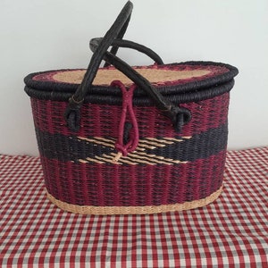 Handmade Colorful Picnic Basket, Storage Basket