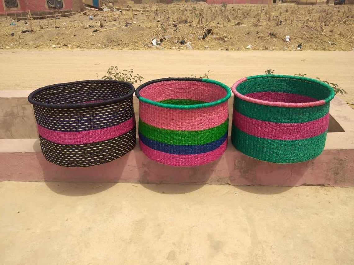 Large Colorful Woven Storage Basket Floor Basket Handmade | Etsy