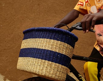 Violet Bike Basket with Leather Straps