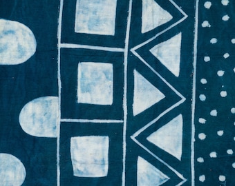 Authentic Hand Painted African Mudcloth Fabric | Indigo Fabric | Bambara Fabric | Made in Mali