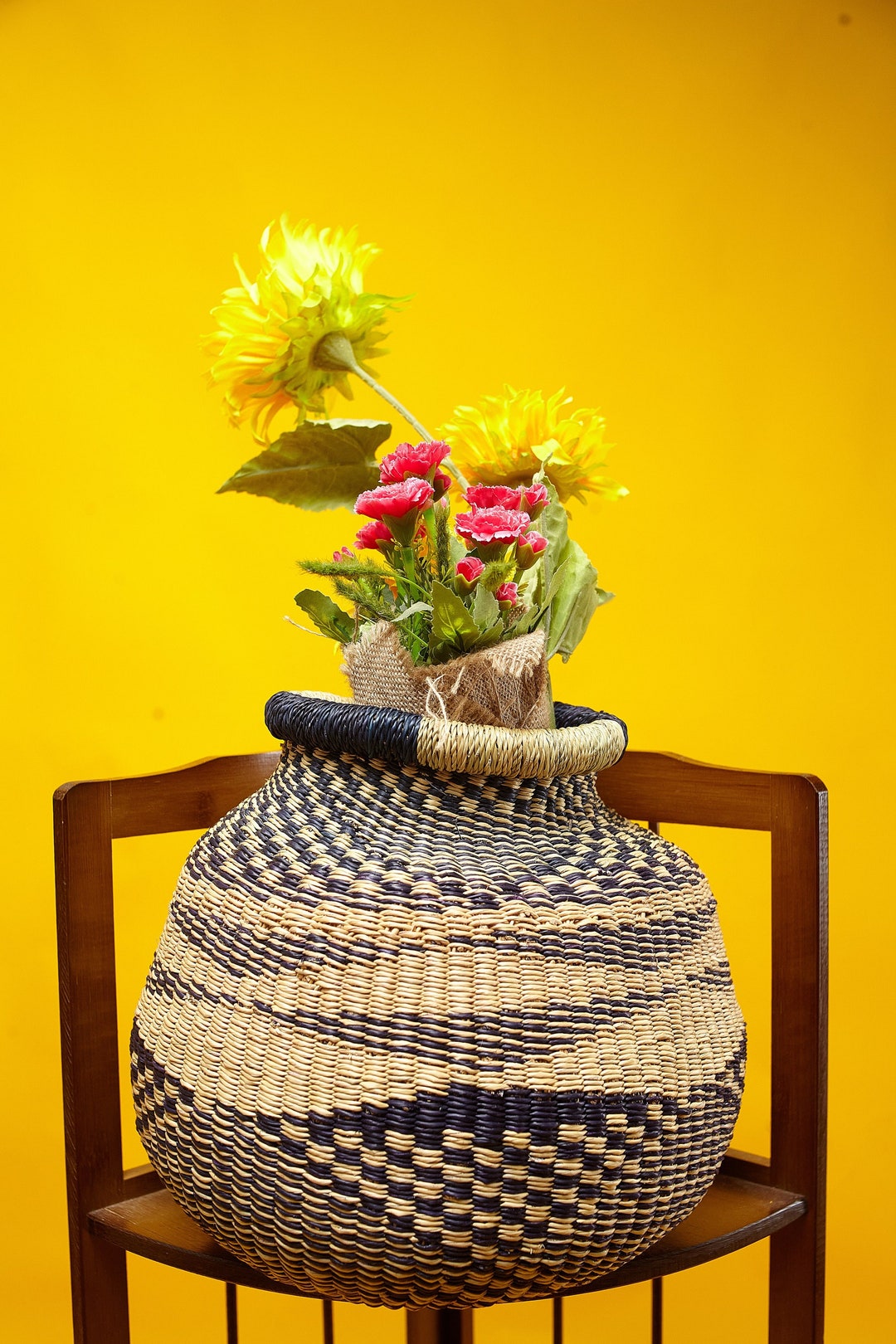 Flower Basket, Flower Pot Basket, Decor Basket, Bolga Basket, African