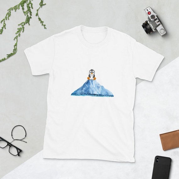 A Baby Penguin Stuck On An Iceberg No Text Short Sleeve Etsy