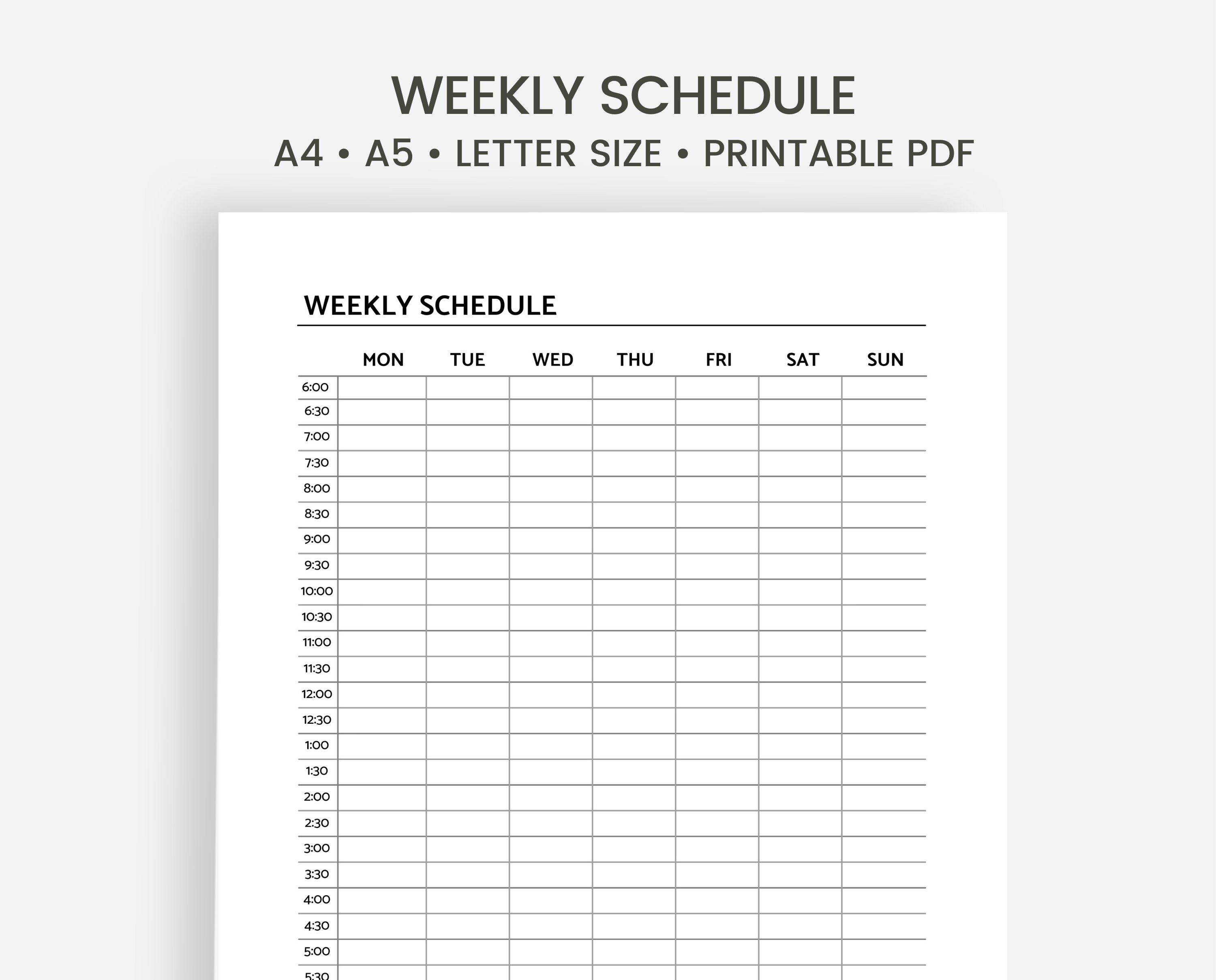 Weekly Schedule Printable Weekly Planner By Hour Time Etsy Canada Weekly schedule printable weekly planner by hour time etsy canada